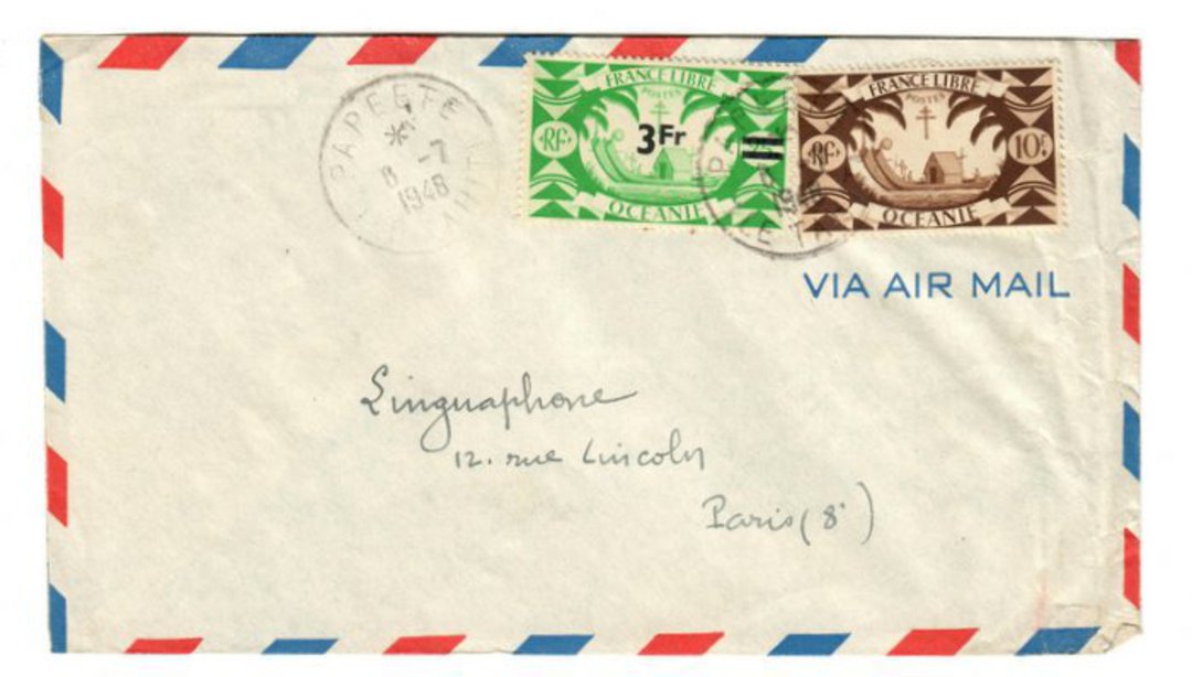 FRENCH OCEANIC SETTLEMENTS 1948 Letter from Papeete to France. - 37544 - PostalHist image 0