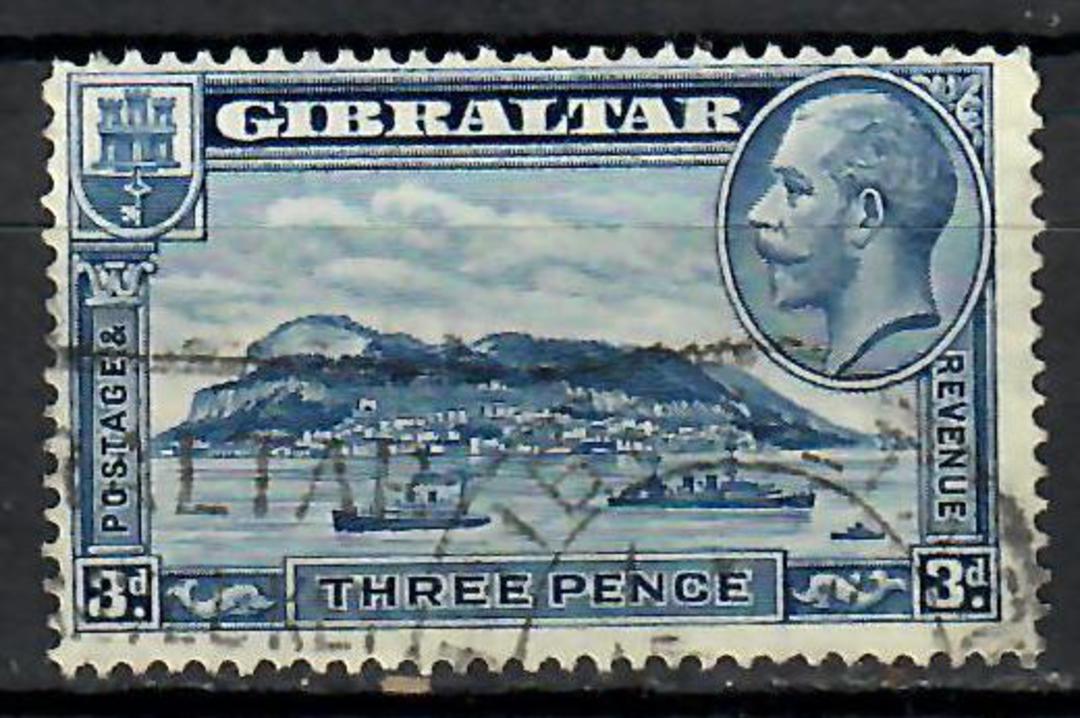 GIBRALTAR 1931 Geo 5th Definitive 3d Blue. The harder perf. 13½ x 14. Slogan cancel. Nice perfs. - 70935 - Used image 0