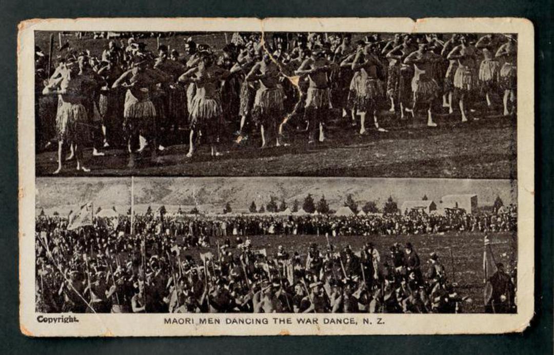 Postcard of Maori Men dancing the War Dance. Damage. - 49565 - Postcard image 0