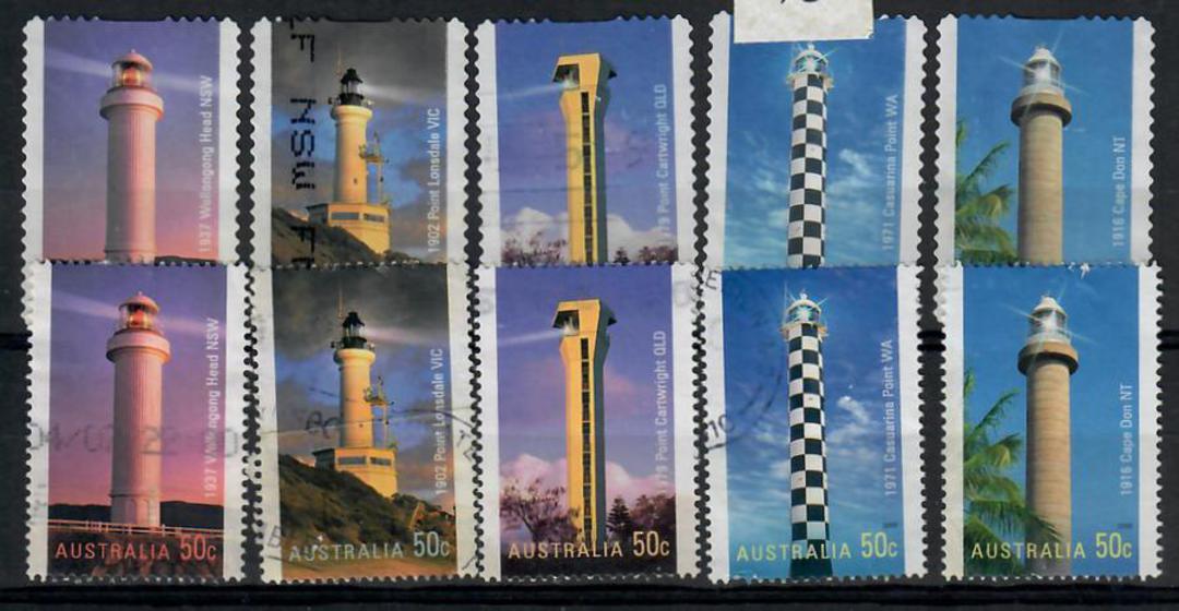 AUSTRALIA 2006 Lighthouses. Set of 10. Includes the Self adhesives. Commercially used. All nice light cancels. - 23532 - FU image 0