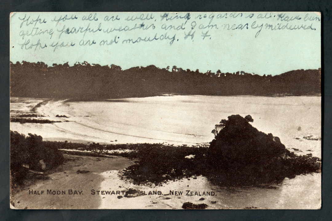 Tinted Postcard of Half Moon Bay Stewart Island. - 49308 - Postcard image 0