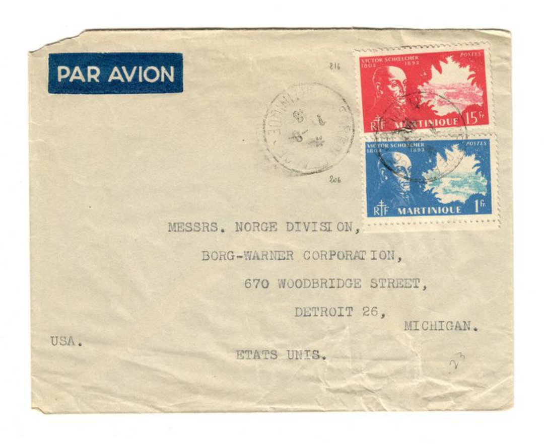 MARTINIQUE 1948 Airmail Letter from Fort de France to Detroit. - 37824 - PostalHist image 0