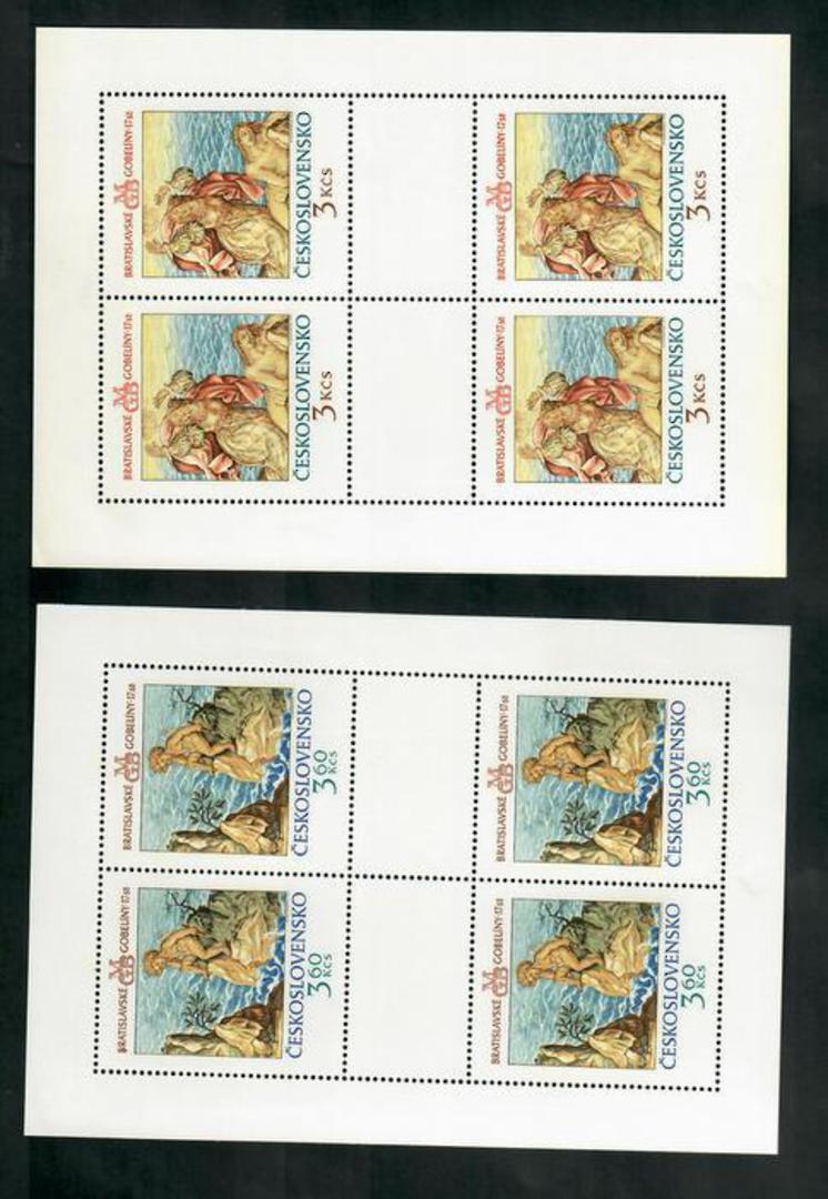 CZECHOSLOVAKIA 1976 Bratislava Tapestries. Third series. Set of 2 in sheets of 4. - 51141 - UHM image 0
