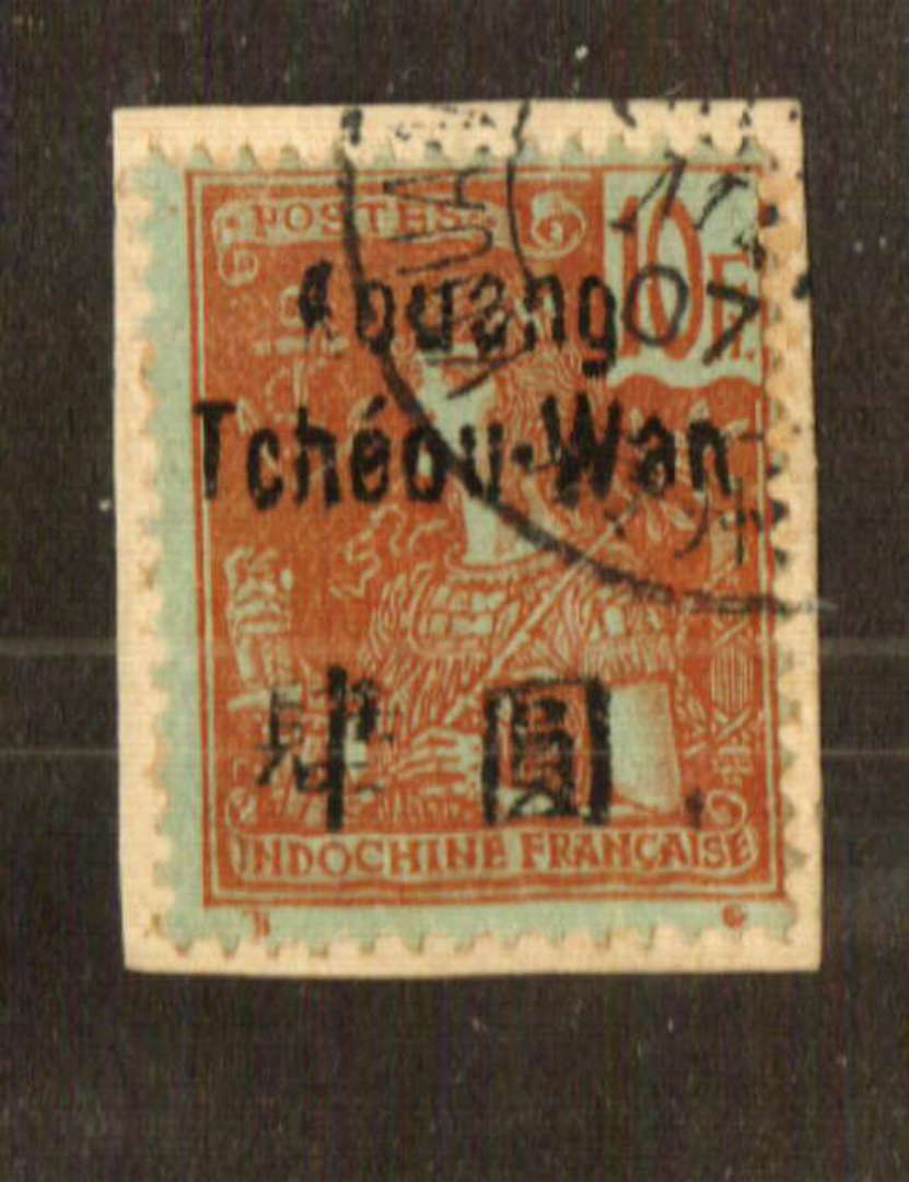INDO CHINA POST OFFICES IN KWANGCHOW 1906 10f on piece. Good perfs. - 71263 - VFU image 0