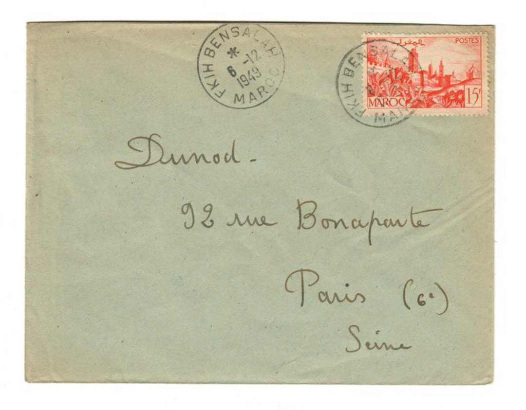 FRENCH MOROCCO 1949 Letter from Fkih Bensalah to Paris. - 37742 - PostalHist image 0