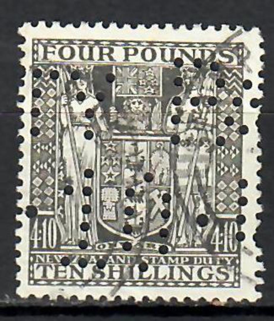 NEW ZEALAND 1931 Arms Fiscal Usage £4.10.0 punched. - 70921 - LHM image 0