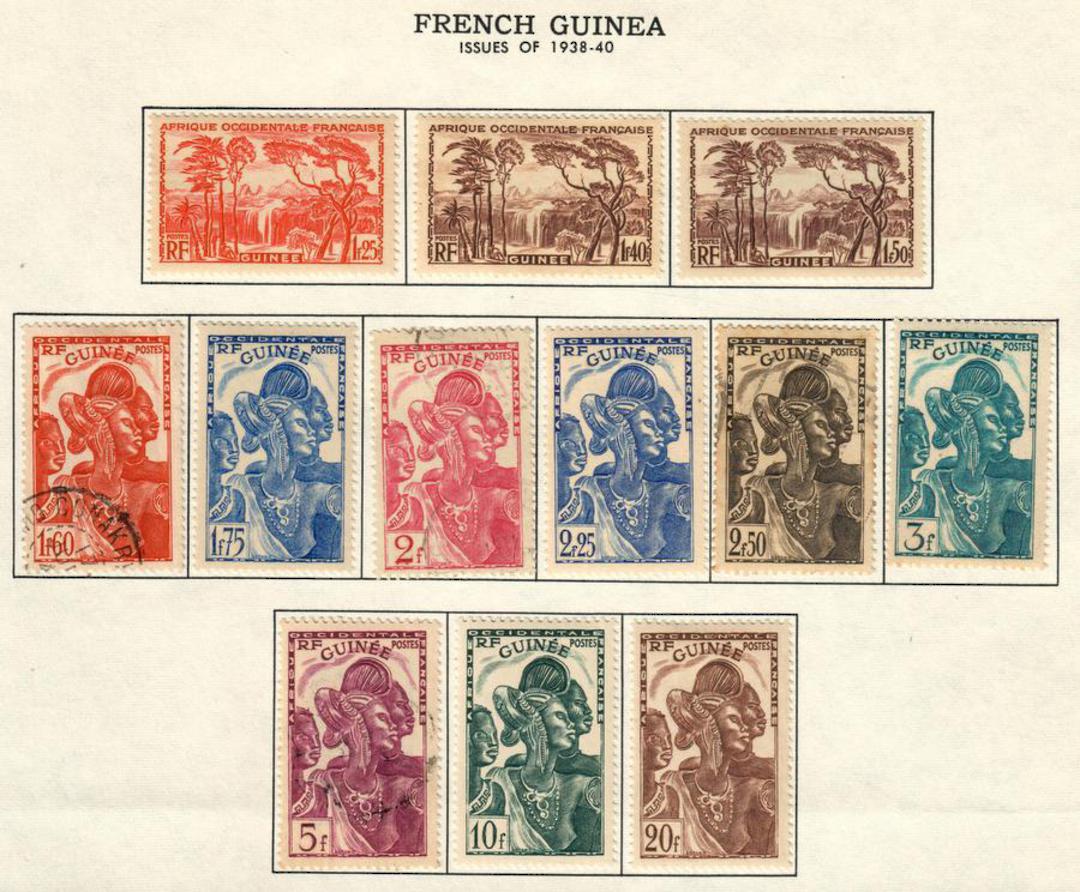 FRENCH GUINEA 1938 Definitives. Set of 33. 1fr60 and 2fr50 are used. - 56009 - LHM image 1