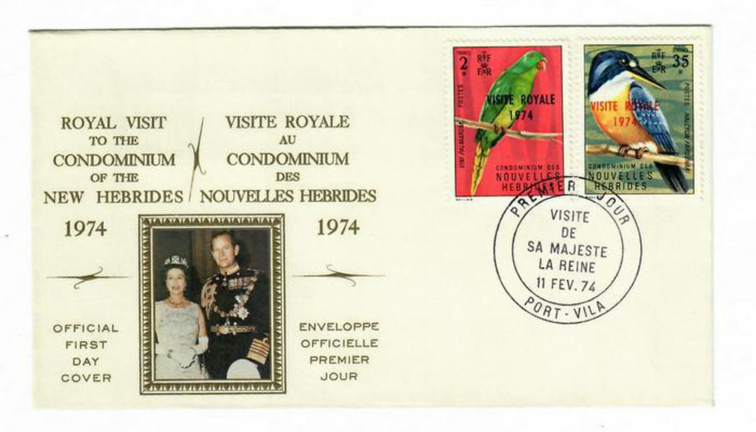 Nouvelles Hebrides 1974 Royal Visit. Set of 2 on first day cover. - 32114 - FDC image 0