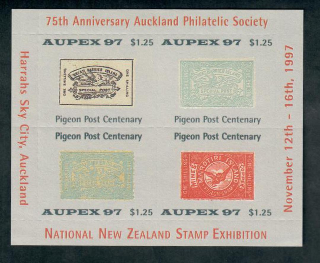 NEW ZEALAND 1997 Aupex '97 Miniature sheet also commemorating the 75th Anniversary of the Auckland Philatelic Society. Featuring image 0