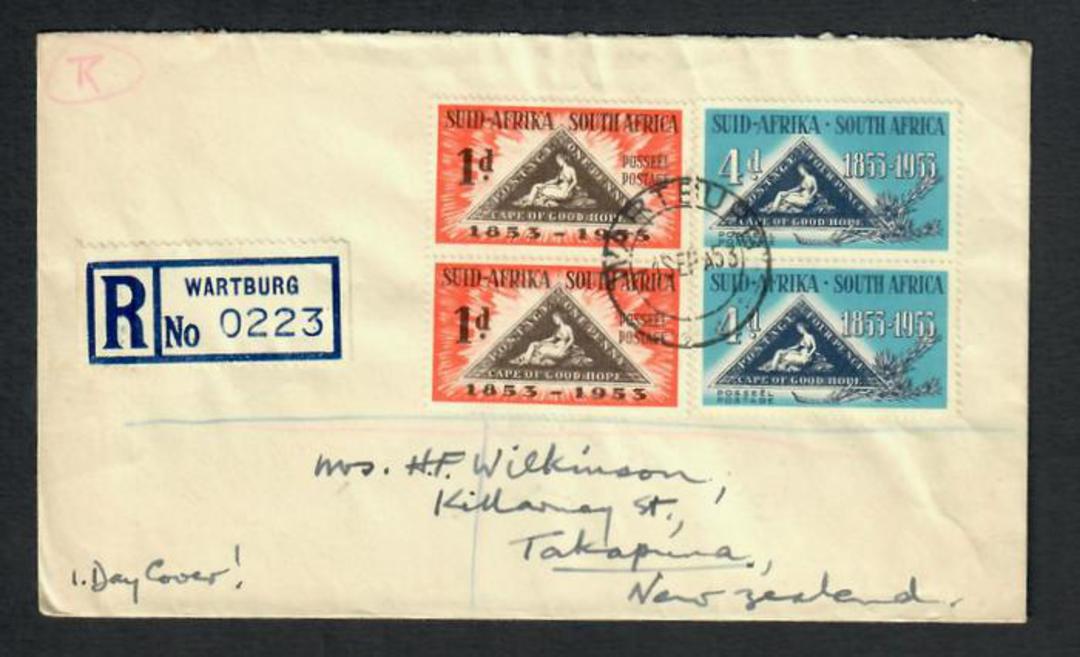 SOUTH AFRICA 1953 Registerd Cover to New Zealand. Backstamp POSTMEN"S BRANCH TAKAPUNA 21/10/53. - 30667 image 0