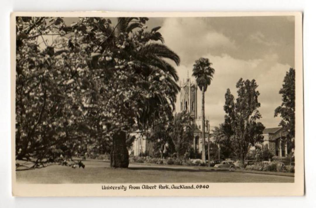 Real Photograph by A B Hurst & Son of Auckland University from Albert Park. - 45516 - Postcard image 0