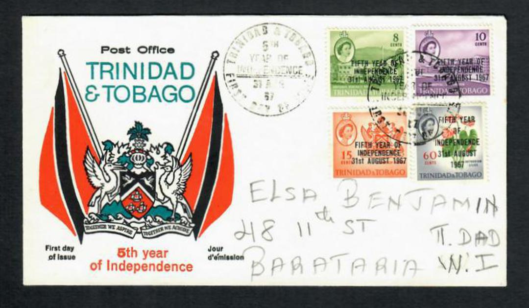 TRINIDAD & TOBAGO 1957 5th Anniversary of Independence. Set of 4 on first day cover. - 30646 - FDC image 0