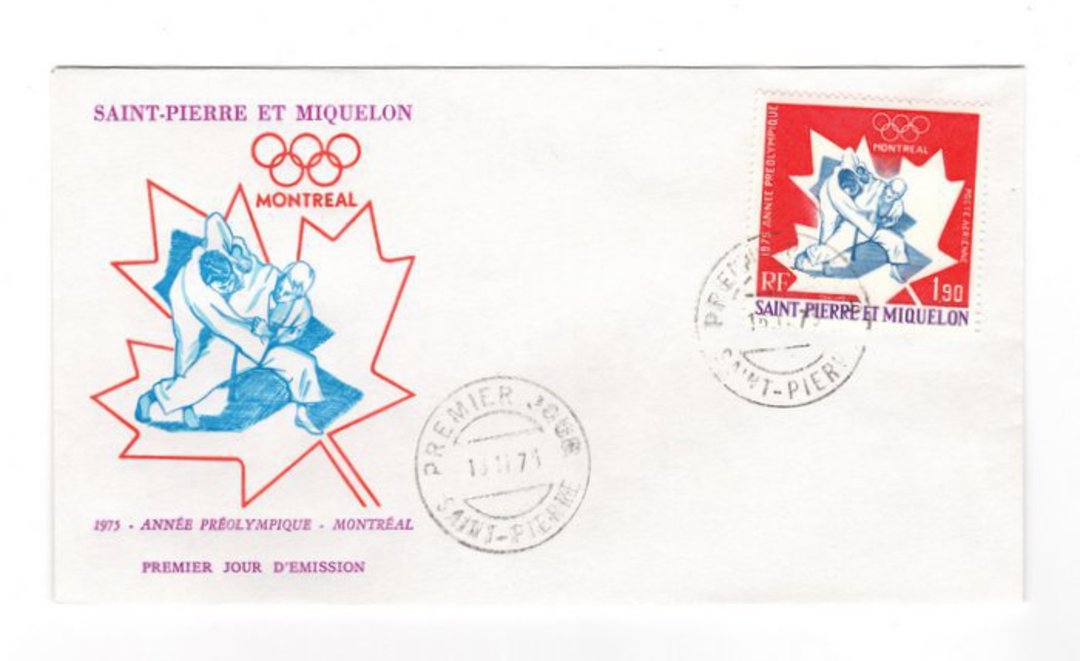 ST PIERRE et MIQUELON 1975 Olympics  on first day cover. - 38247 - FDC image 0