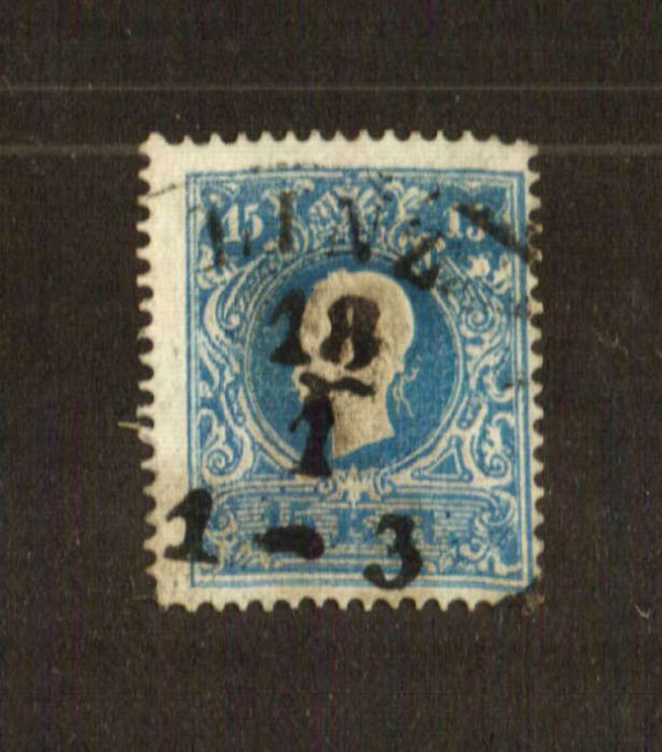 AUSTRIA 1858 15k Blue. Type1. Postmark  heavy. - 71549 - Used image 0