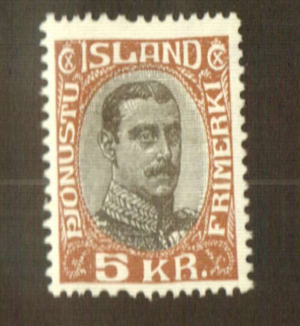 ICELAND 1920 Christian 10th Official 5k Grey-Black and Red-Brown. - 73535 - LHM image 0