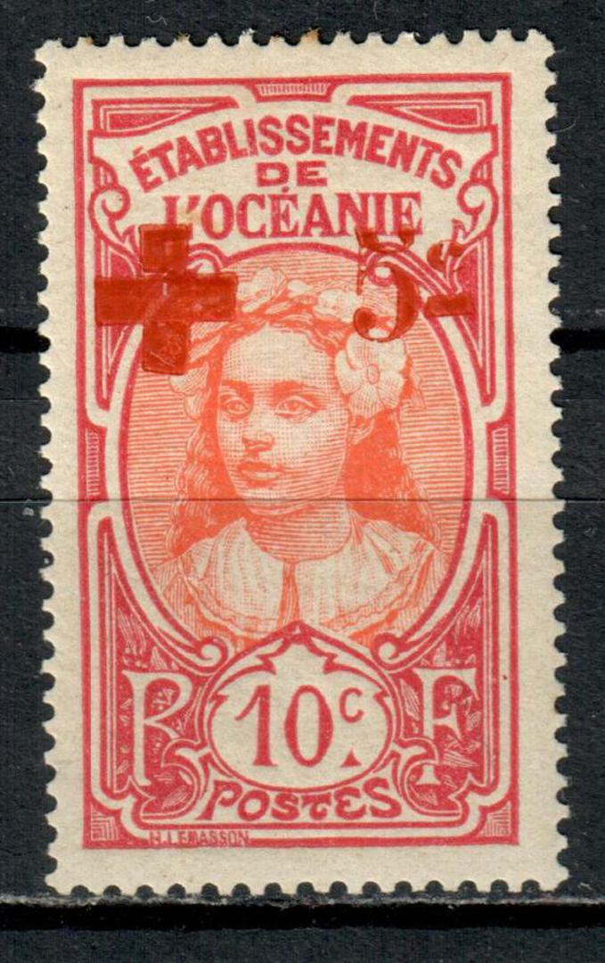 FRENCH OCEANIC SETTLEMENTS 1915 Red Cross 10c+5c Orange and Carmine. Variety "e for c". - 75323 - Mint image 0