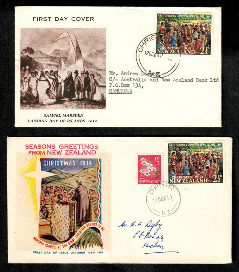 NEW ZEALAND 1964 Christmas on two fifferent first day covers. - 34488 - FDC image 0