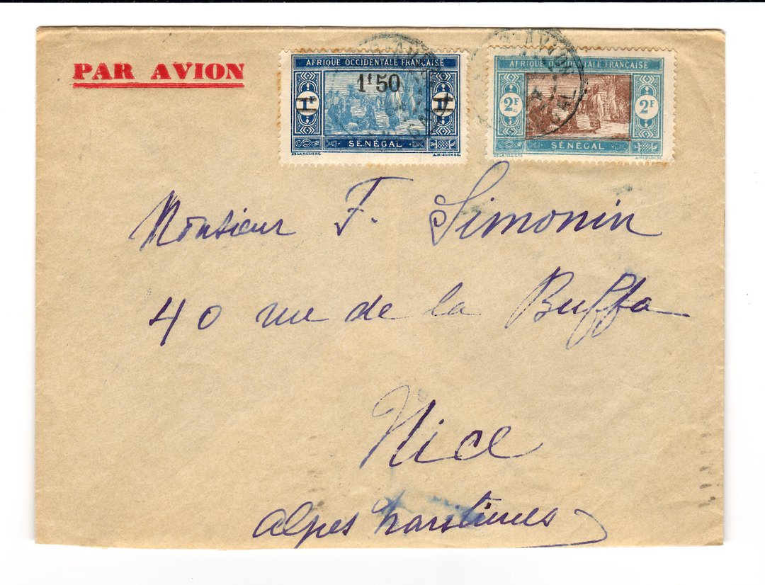 SENEGAL 1936 Airmail Letter to Nice. - 38192 - PostalHist image 0