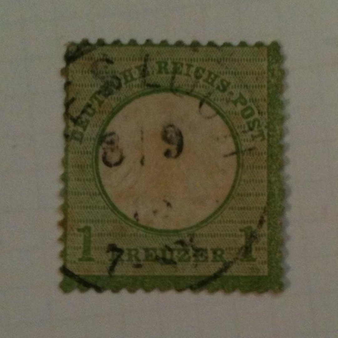 GERMANY 1872 Gulden Currency Small Shield Definitive 1k Yellow-Green. - 76008 - Used image 0