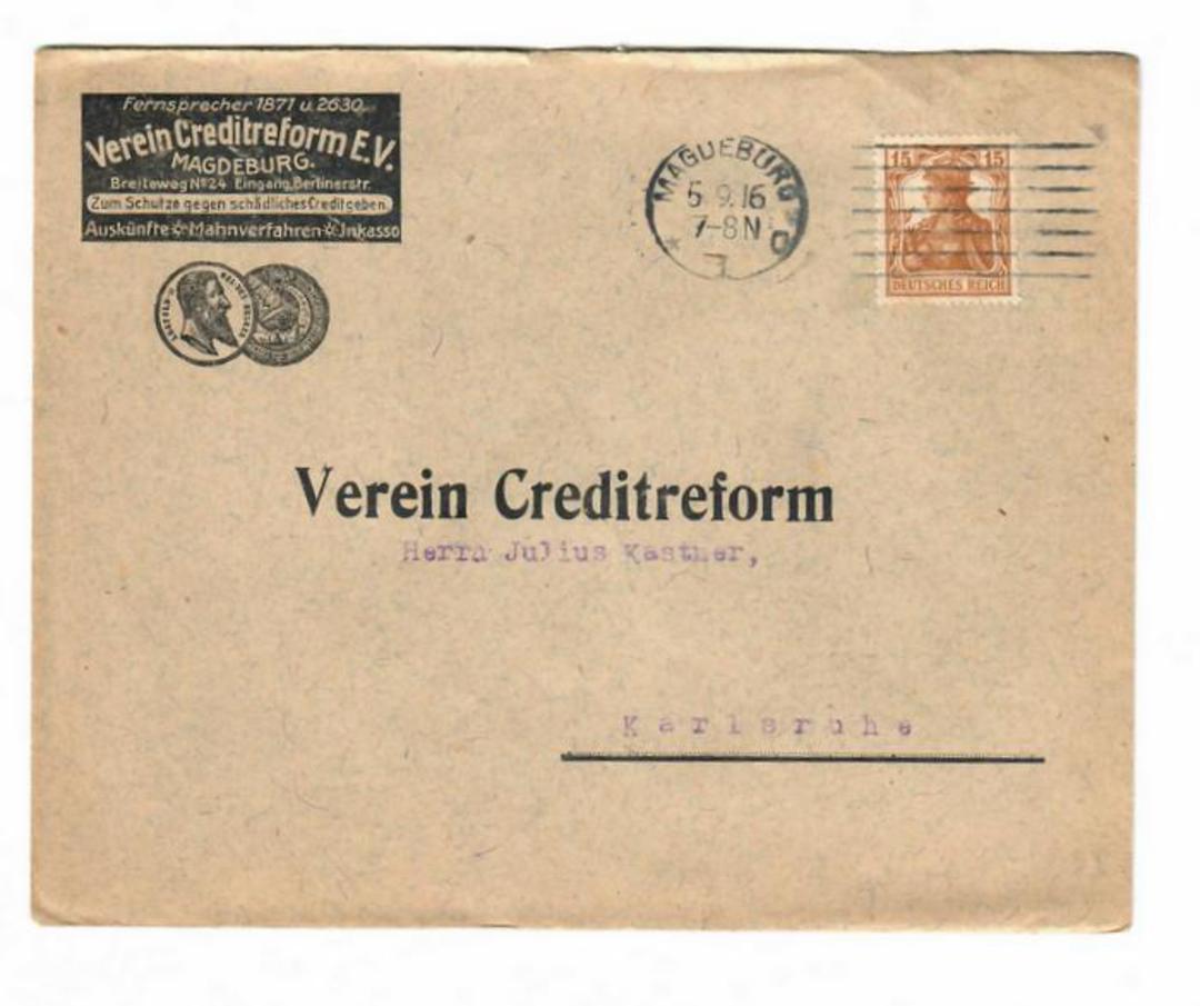 GERMANY 1916 Postal History Early usage of SG 100 5/9/16. Commercial cover from Magdeburg. - 30808 - PostalHist image 0