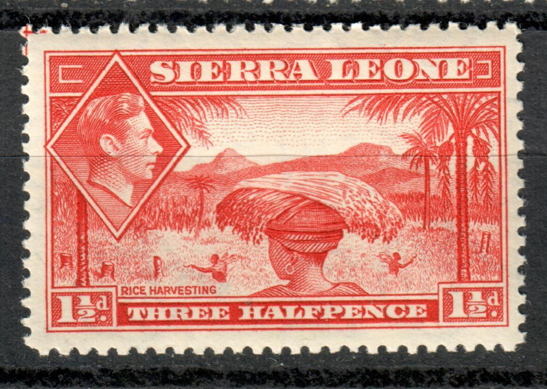 SIERRA LEONE 1938 Geo 6th Definitive 1½d Scarlet. Very lightly hinged. - 8152 - LHM image 0