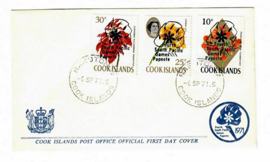 COOK ISLANDS 1971South Pacific Games. Non-surcharged. Set of 3 on first day cover. - 30531 - FDC image 0