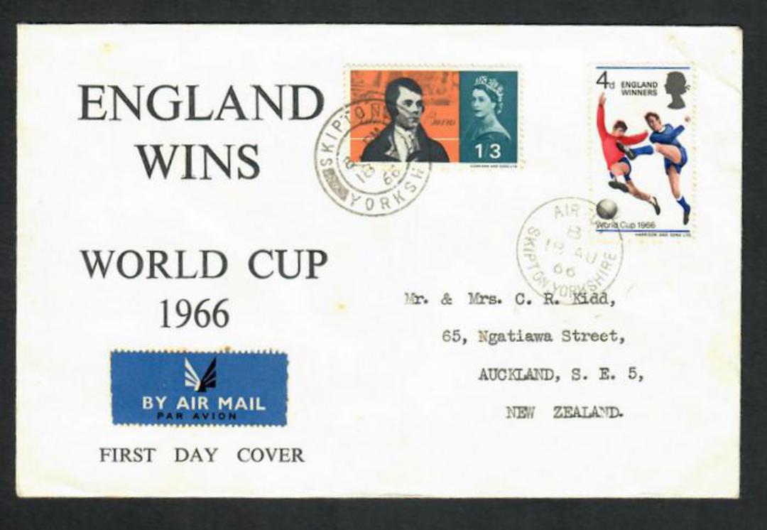 GREAT BRITAIN 1966 World Cuo Victory on first day cover airmail to New Zealand. - 31841 - FDC image 0