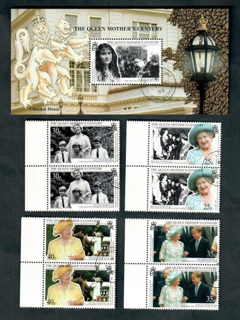 SOUTH GEORGIA and SOUTH SANDWICH ISLANDS 2000 The Queen Mother's Century. Set of 4 and miniature sheet. - 50484 - VFU image 0