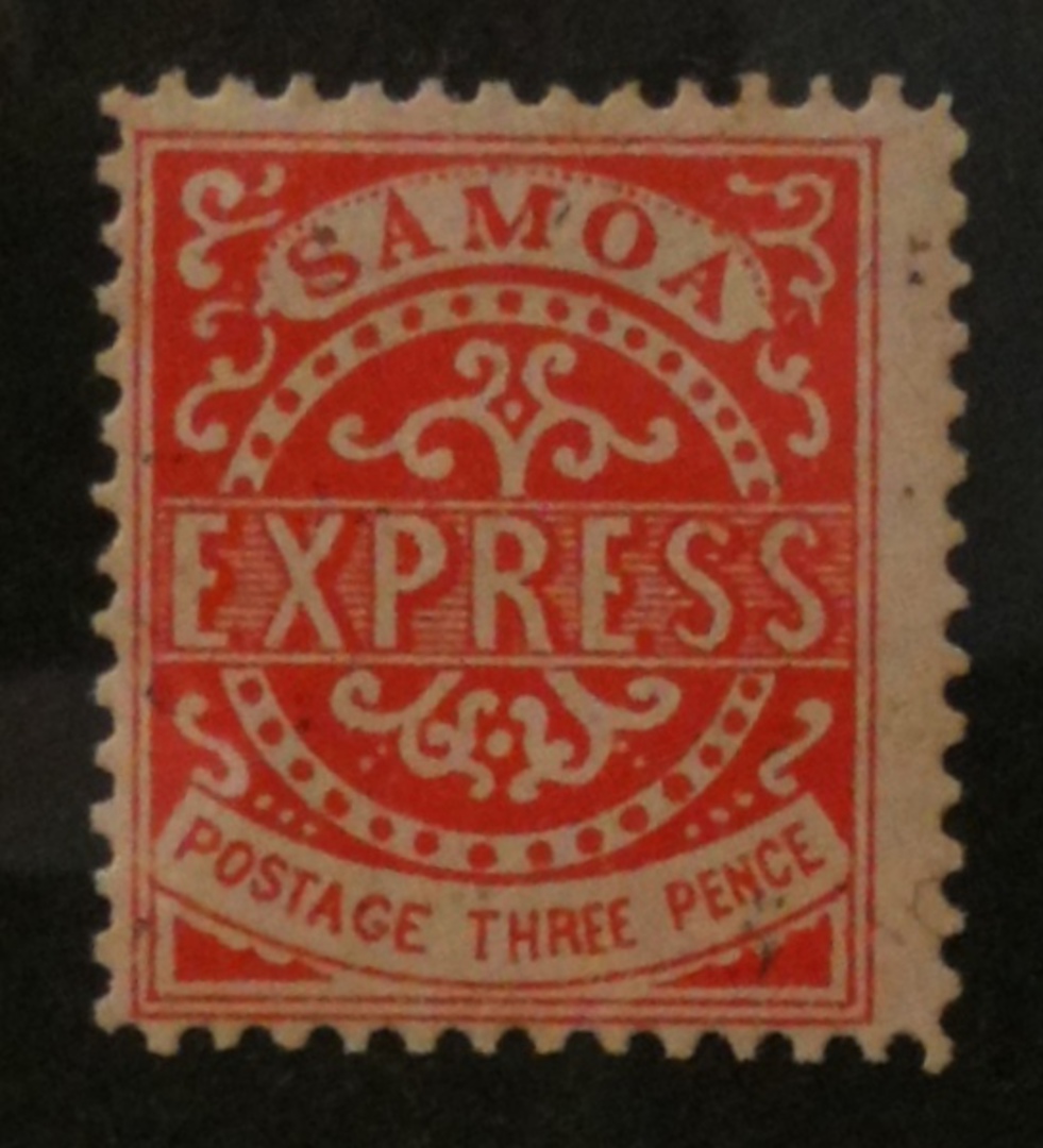 SAMOA 1877 Express 3d Carmine-Vermilion. I believe this to be genuine. It is clearly 3rd state with the line above the X repaire image 0