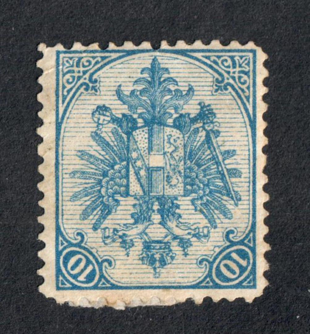 BOSNIA and HERZEGOVINA 1879 Definitive 10k Pale Blue. Type 1. Perf 12 irregular. Dull corner. - 75564 - Mint image 0