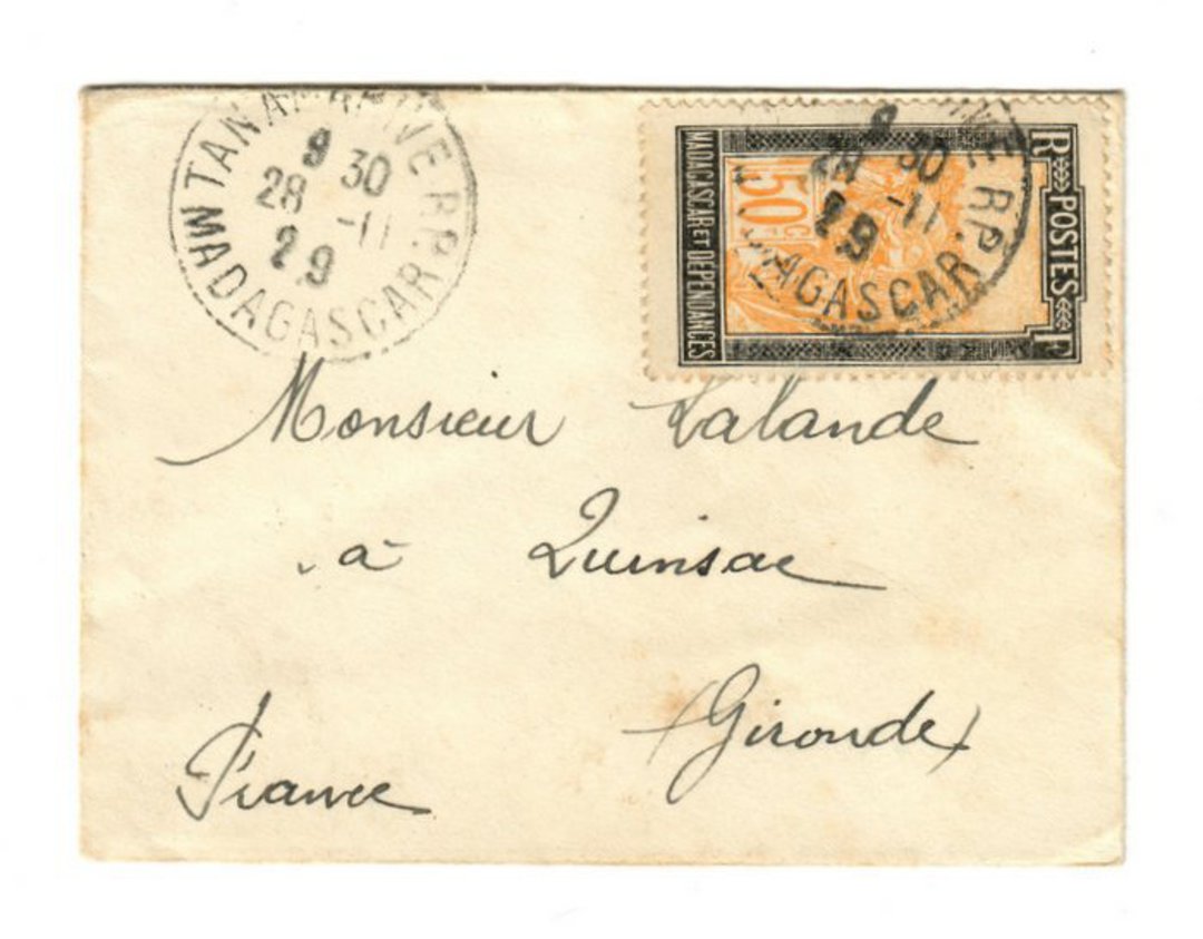 MADAGASCAR 1929 Letter from Tananarive to France. - 37675 - PostalHist image 0