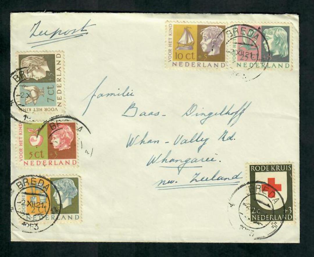 NETHERLANDS 1953 Cover to New Zealand with the 1953 Child Welfare set of 5. - 31280 - PostalHist image 0