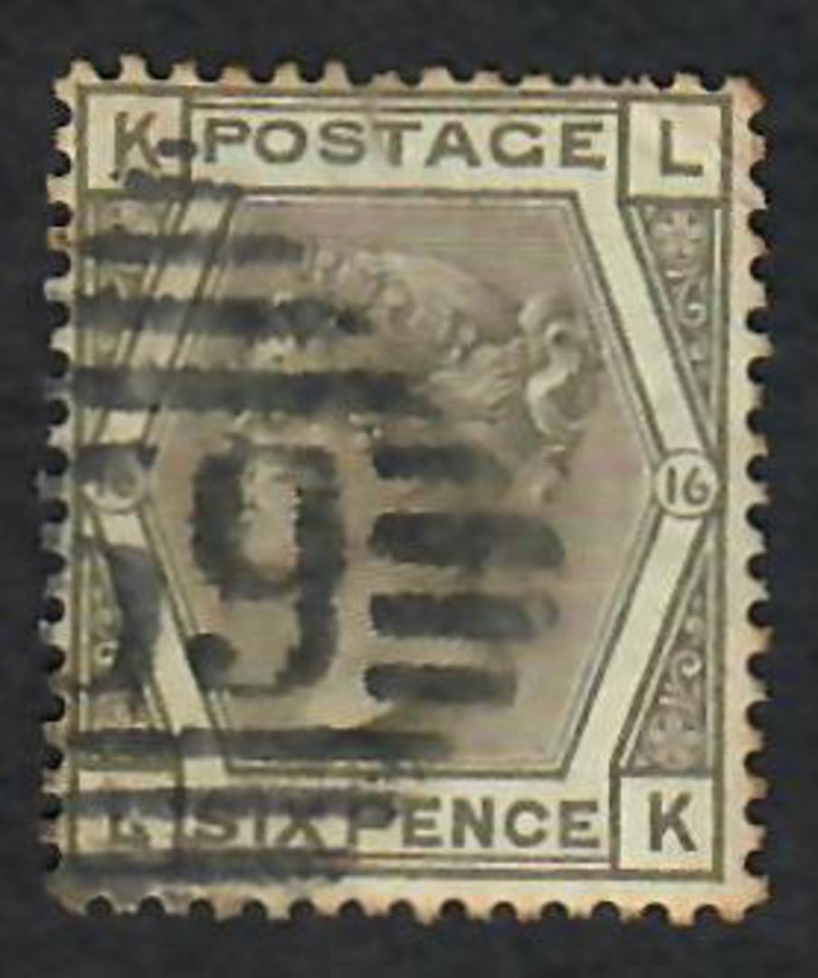 GREAT BRITAIN 1873 6d Grey. Plate 16. Letters KLLK. One short perf. - 70296 - Used image 0