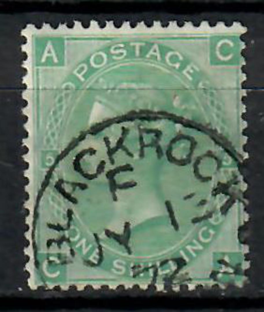GREAT BRITAIN 1865 Victoria 1st Definitive 1/- Green with BLACKROCK JY 13 72 cancel. The cancel is slighly heavy and obscures th image 0