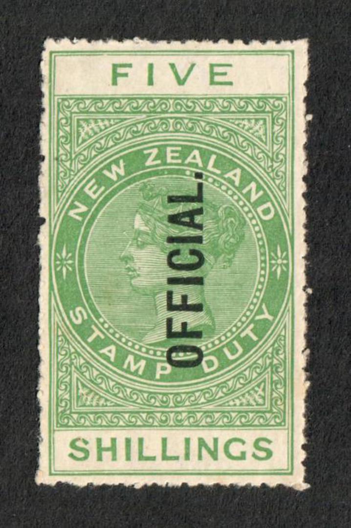 NEW ZEALAND 1882 Long Type Postal Fiscal 5/- Green. Very nice copy. - 74070 - LHM image 0