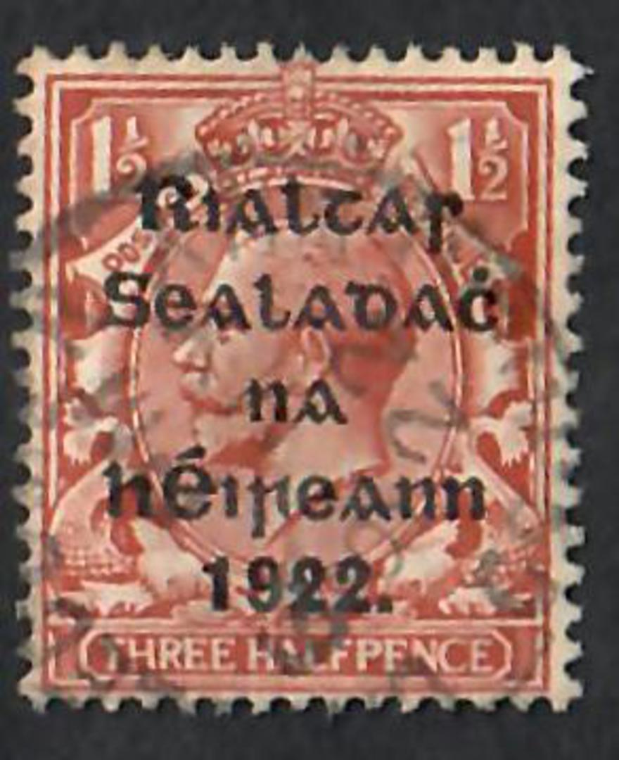 IRELAND 1922 Definitive 1½d Overprint. Slightly off centre. Postmark a little heavy. - 70003 - Used image 0