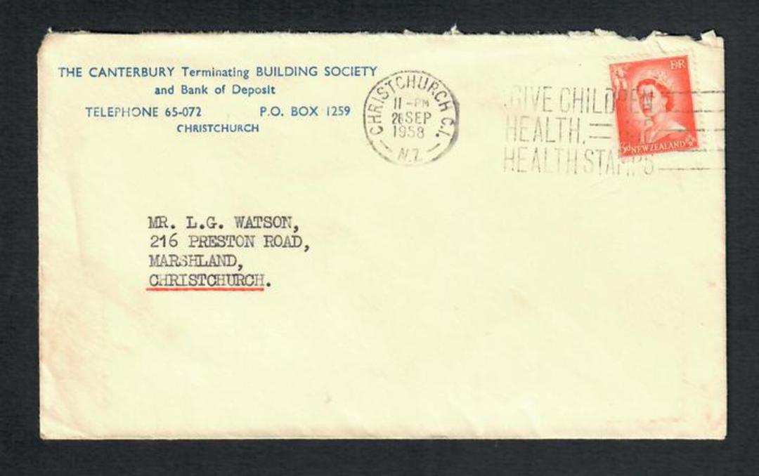NEW ZEALAND 1958 Cover The Canterbury Terminating Building Society. - 31409 - PostalHist image 0