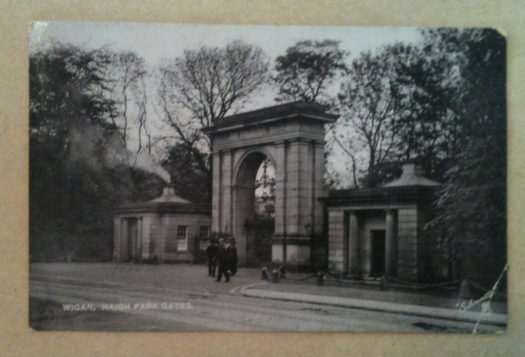 Postcard of Haigh Park Gates Wigan. One bad corner. - 242584 - Postcard image 0