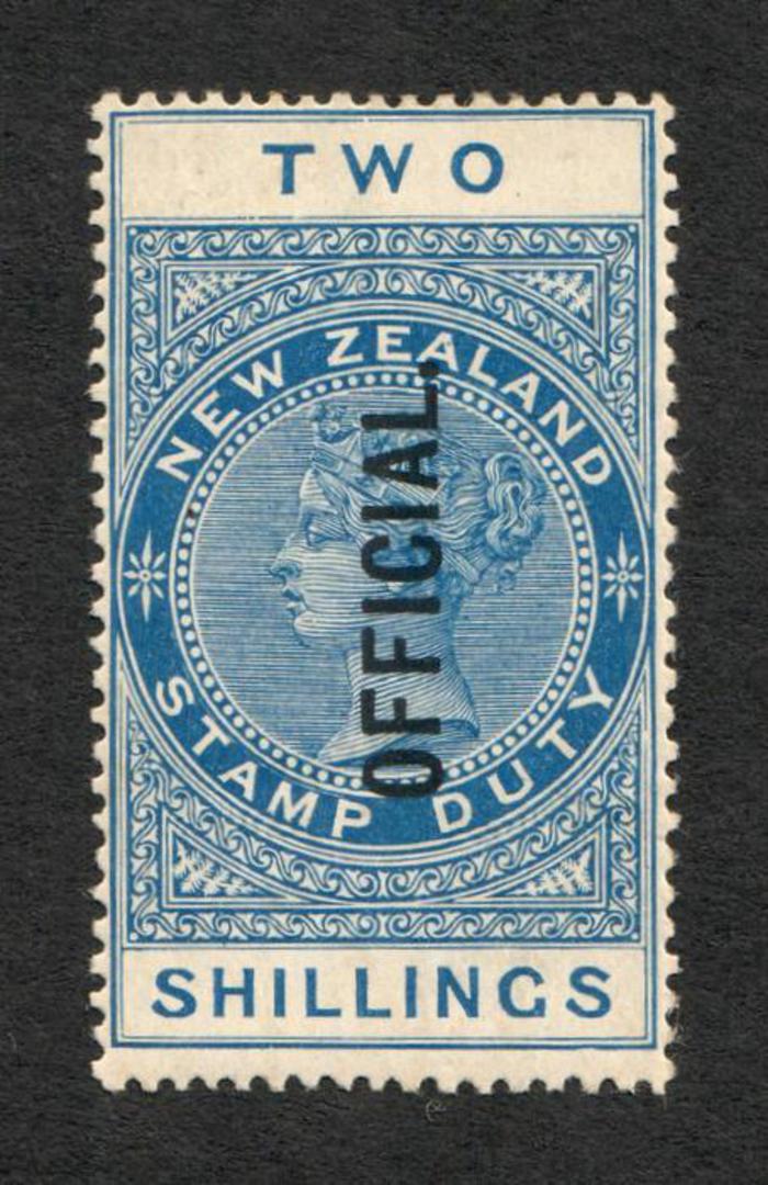 NEW ZEALAND 1882 Long Type Postal Fiscal Official 2/- Blue. - 75131 - Mint image 0