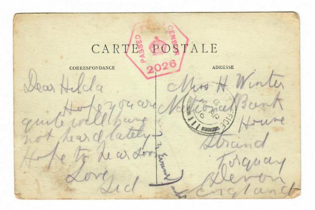 GREAT BRITAIN 1916 Postcard War. Cachet in red  Passed by Field Post Censor 2026. Postmark Field Post Office 14/4/16. Location c image 0
