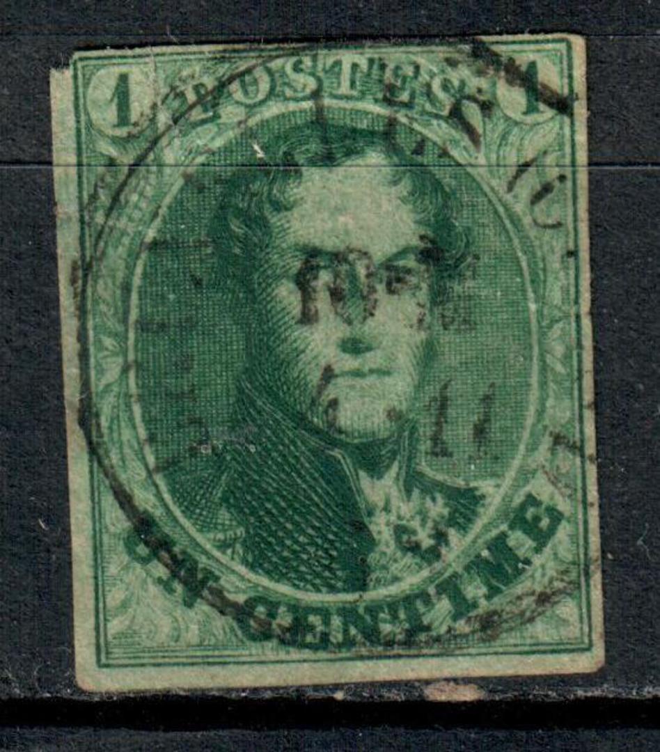 BELGIUM 1861 Definitive 1c Green. No Watermark. 4margins. Tiny tear. - 7339 - Used image 0
