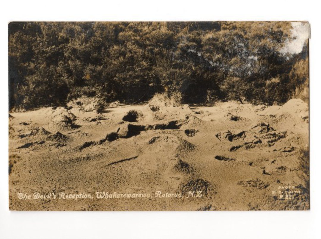 Real Photograph by Smith of the Devils Reception Whakarewarewa. - 46182 - Postcard image 0