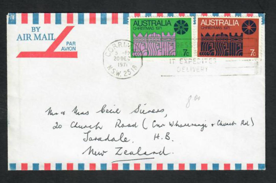 AUSTRALIA 1971 Cover from Australia to New Zealand bearing two of the 1971 Christmas. Genuine usage. - 32217 - PostalHist image 0