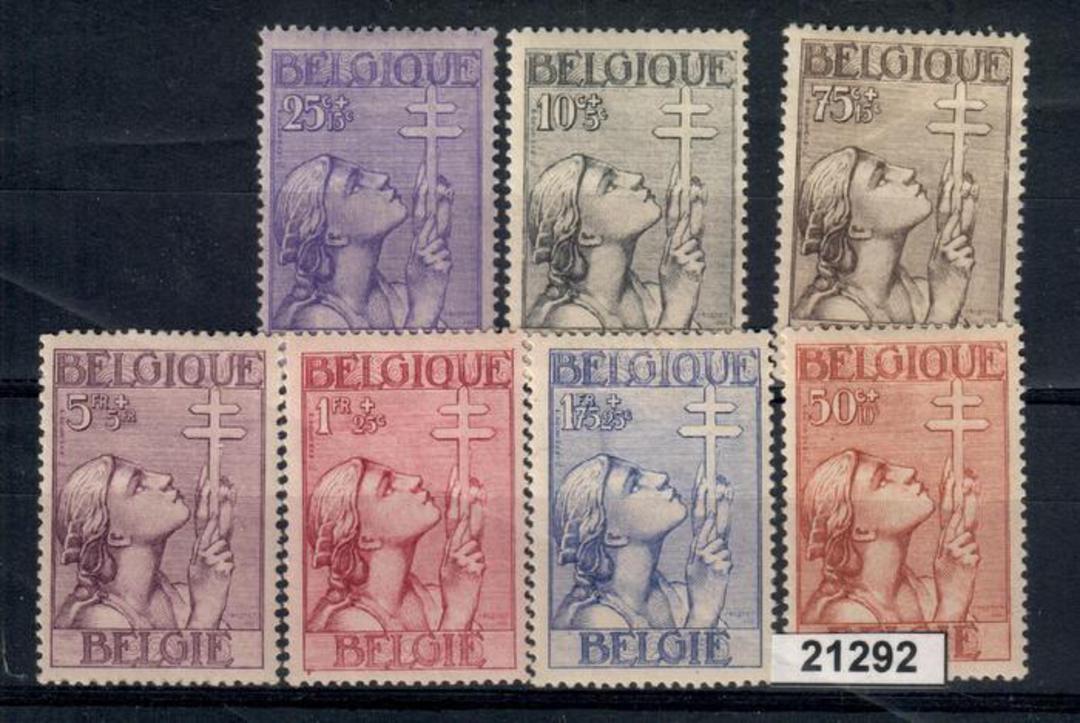 BELGIUM 1933 Anti Tuberculosis Fund. Set of 7 . Only with great difficulty can one tell that the 5f has been hinged as good as U image 0
