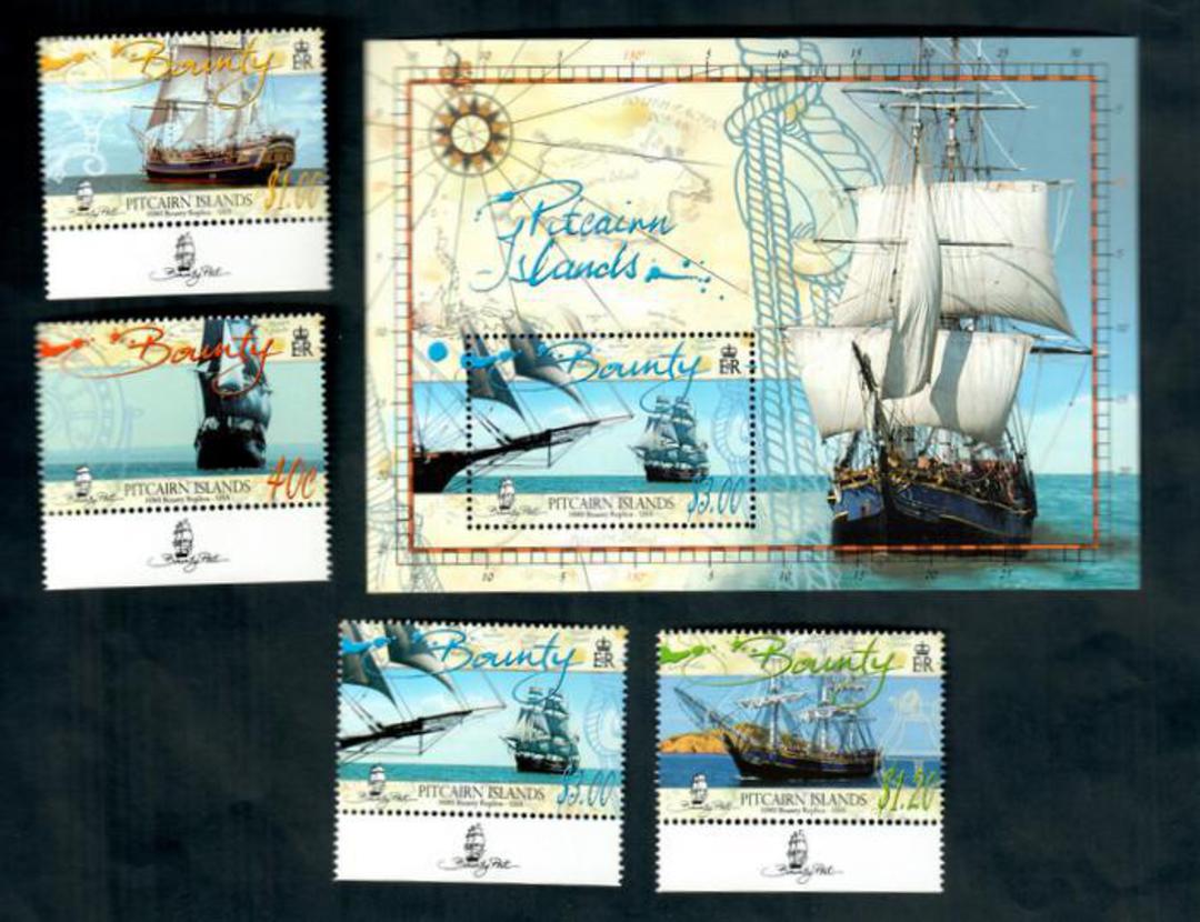 PITCAIRN ISLANDS 2004 Bounty Replica. Set of 4 and miniature sheet. Face $8.60 - 52189 - UHM image 0