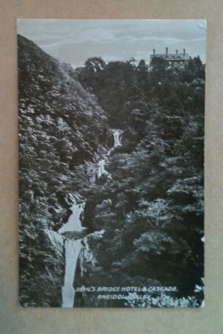 Real Photograph of Devil Bridge Hotel and Cascade Rheidol Valley. - 242573 - Postcard image 0