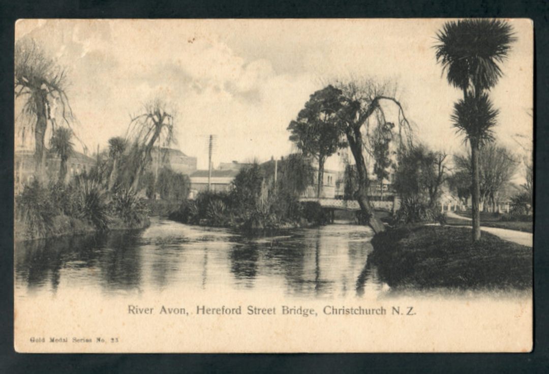 Postcard of Hereford Street Bridge River Avon Christchurch. - 248356 - Postcard image 0