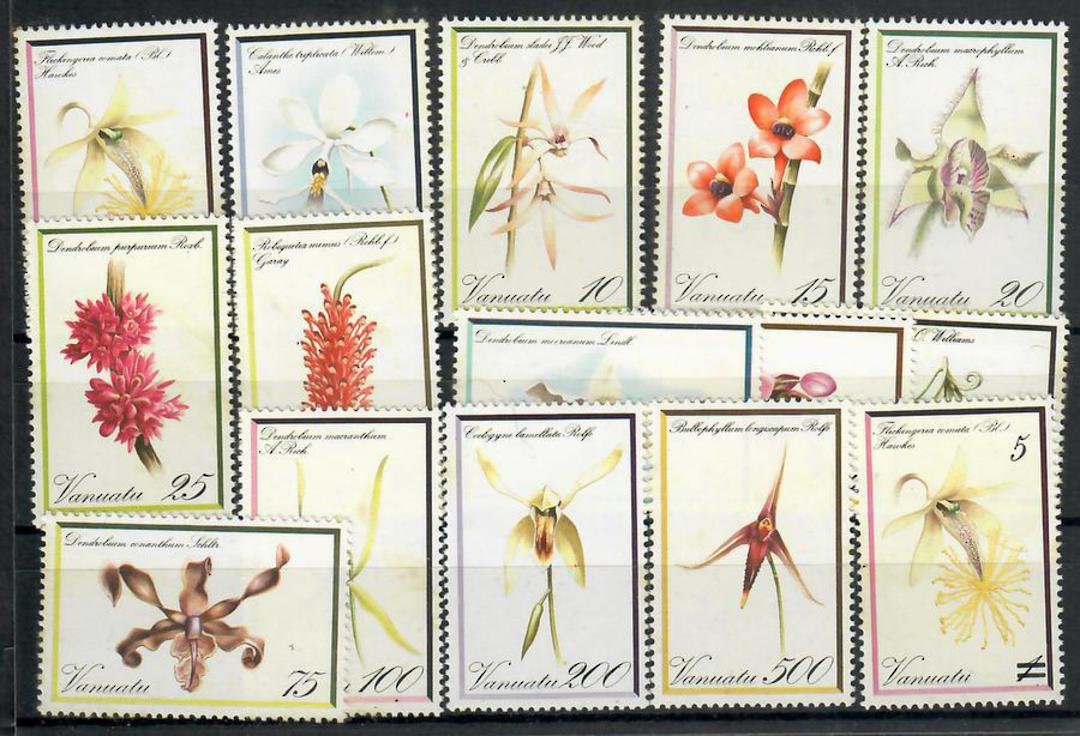 VANUATU 1982 Orchids. Set of 14. Plus 1985 Surcharge 5v on 1v. - 21766 - UHM image 0