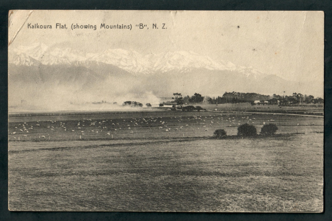 Postcard of Kaikoura Flat showing mountains. Panorama "B". - 48706 - Postcard image 0