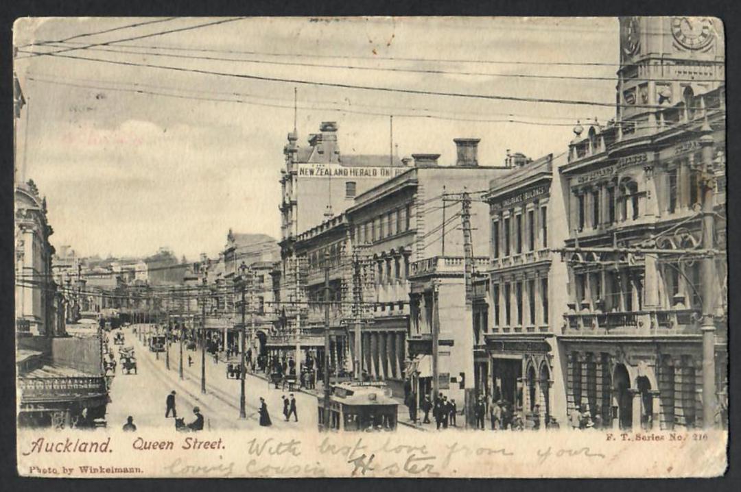 Early Undivided Postcard by Winkleman of Queen Street Auckland. - 45490 - Postcard image 0